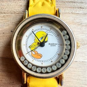VTG Armitron ladies tweety bird looney tunes yellow watch NEW BATTERY